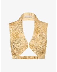 GRACE FAENA - The Roses Beaded Silk Top - Lyst