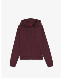 HUGO - Logo-Embroidered Zip-Up Cotton-Jersey Hoody - Lyst