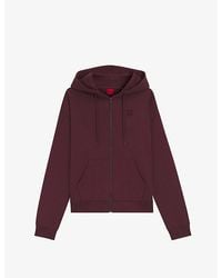 HUGO - Logo-Embroidered Zip-Up Cotton-Jersey Hoody - Lyst