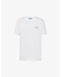 Prada - Logo-plaque Crystal-embellished Cotton T-shirt Xx - Lyst