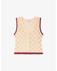 Sandro - Sleeveless Crochet Knitted Cardigan - Lyst