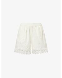 Skall Studio - Tallulah Embroidered Cotton And Linen Blend Shorts - Lyst