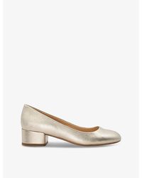 Dune - Leather Bracket Comfort Block-Heel Suede Heeled Courts - Lyst