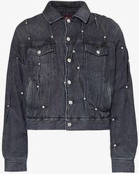 Kusikohc - Stud-embellished Boxy-fit Denim Jacket - Lyst