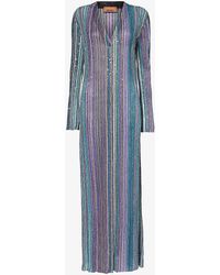Missoni - Dark Tones Sequin-embellished Stripe-print Knitted Cardigan - Lyst