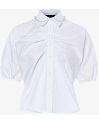 Simone Rocha - Bow-embellished Puffed-sleeve Cotton Shirt - Lyst