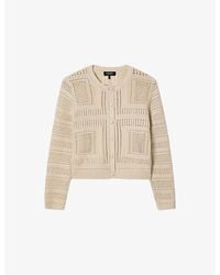 Whistles - Crochet-Detail Relaxed-Fit Cotton-Knit Cardigan - Lyst