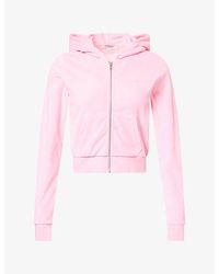 Sporty & Rich - Signature-Logo Krystal Zip Velour Hoody - Lyst