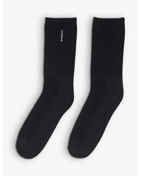 Sandro - Logo-Embroidered Ribbed Stretch-Cotton Ankle Socks - Lyst