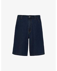 Prada - Brand-plaque Multi-pocket Regular-fit Washed-denim Bermuda Shorts - Lyst