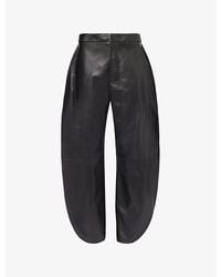 Alaïa - Petal Split Wide-Leg High-Rise Leather Trousers - Lyst