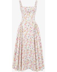 House Of Cb - Dorothy Floral-print Stretch-cotton Midi Dress - Lyst