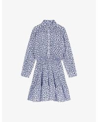 Maje - Floral-print Long-sleeve Woven Mini Dress - Lyst