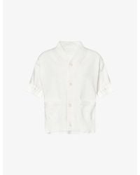 Sacai - Contrast-Panel Short-Sleeves Cotton-Blend Cardigan - Lyst
