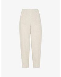 Whistles - Patch-pocket Barrel-leg Mid-rise Linen Trousers - Lyst
