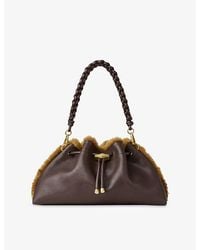 Jimmy Choo - Cinch Medium Shearling-Trim Leather Shoulder Bag - Lyst