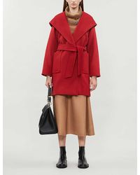 Max Mara Womens Red Rialto Hooded Camel Hair Coat 12 - Black