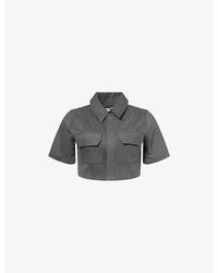 GOOD AMERICAN - Soft Stretch Ponte Pinstripe Stretch-Woven Crop Top - Lyst