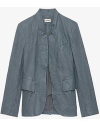 Zadig & Voltaire - Verys Crinkled-texture Leather Blazer - Lyst