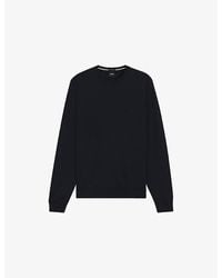 BOSS - Embroidered-Logo Crewneck Knitted Wool Jumper - Lyst