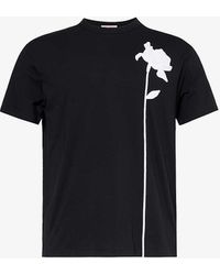 Valentino - Floral-motif Crewneck Cotton-jersey T-shirt - Lyst