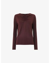 Whistles - V-neck Ruched-detail Woven Top - Lyst