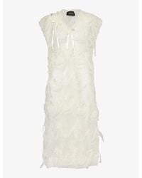Simone Rocha - Floral-embroidered Bow-embellished Woven Midi Dress - Lyst