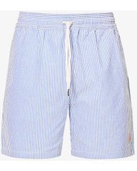 Polo Ralph Lauren - Striped Mid-rise Cotton-blend Swim Shorts Xx - Lyst