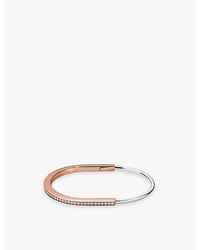 Tiffany & Co. - Tiffany Lock Narrow 18Ct Rose- 18Ct- And 1.09Ct Diamond Bangle - Lyst