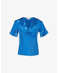 Stella McCartney - Cap-Sleeve V-Neck Silk Top - Lyst