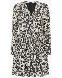 Whistles - Riley Floral-print Shirred Woven Mini Dress - Lyst