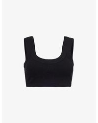 Alexander Wang - Brand-embossed Cropped Stretch-cotton Top - Lyst