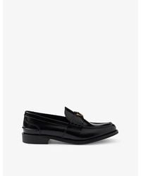 Prada - Logo-Plaque Brushed Leather Loafers - Lyst