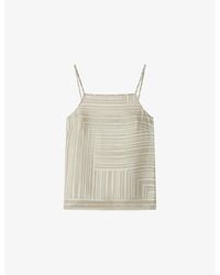 JOSEPH - Stace Grid-Print Silk Top - Lyst