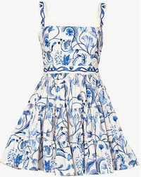 Agua Bendita - Lima Floral-print Cotton Mini Dress - Lyst
