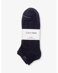 Calvin Klein - Vy Branded Low-cut Pack Of Three Cotton-blend Socks - Lyst