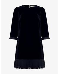 Phase Eight - Elysia Pleated-Trim Velvet Mini Dress - Lyst