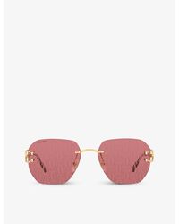Cartier - Ct0394s Square-frame Metal Sunglasses - Lyst
