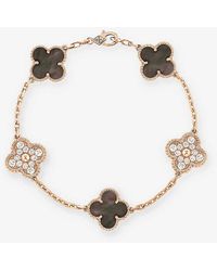 Van Cleef & Arpels - Vintage Alhambra Rose-gold, Mother Of Pearl And 0.96ct Diamond Bracelet - Lyst