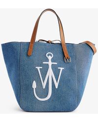 JW Anderson - Cabas Logo-embroidered Denim Tote Bag - Lyst