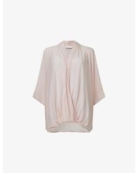 eem - Wrap-Detail Short-Sleeve Jersey Top - Lyst