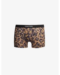 Tom Ford - Branded-waistband Leopard-print Stretch-cotton Boxer Brief - Lyst