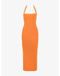 House Of Cb - The Silhouette Halterneck Woven Maxi Dress - Lyst