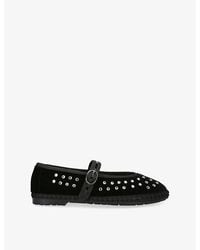 Flabelus - Mae Crystal-Embellished Velvet Mary-Jane Shoes - Lyst
