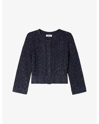 Sandro - Cropped Strass-Knit Cardigan - Lyst