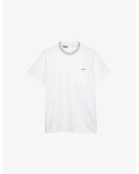 Prada - Crystal-Embellished Patch-Pocket Cotton-Jersey T-Shirt - Lyst