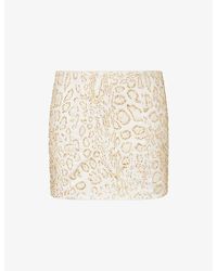 GRACE FAENA - Leopard Bead-Embellished Cotton Mini Skirt - Lyst