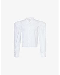 FRAME - The Tuesday Band-Collar Cotton-Poplin Shirt - Lyst