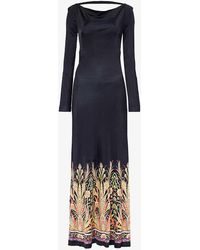 Etro - Graphic-print Long-sleeve Stretch-woven Maxi Dress - Lyst