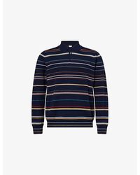 Paul Smith - Striped Long-Sleeve Wool Polo Shirt - Lyst